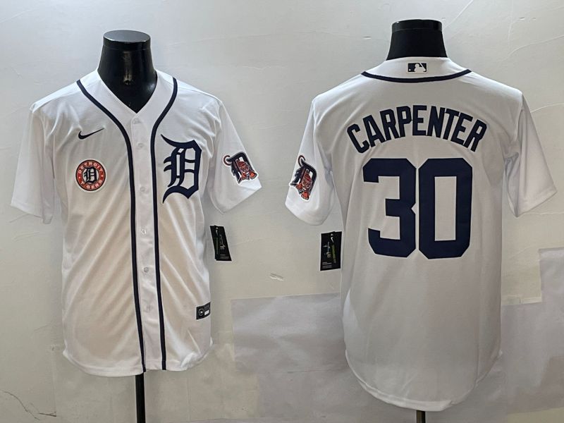 Men Detroit Tigers #30 Carpenter White Game 2025 Nike MLB Jersey style 3115->detroit tigers->MLB Jersey